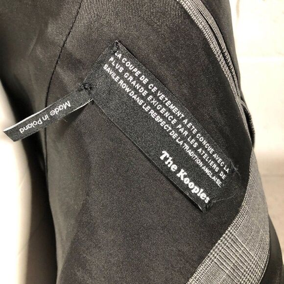 Womens The Kooples Grey Glen Check Cropped Leather Trim Blazer Jacket Size 34 XS - Picture 5 of 7